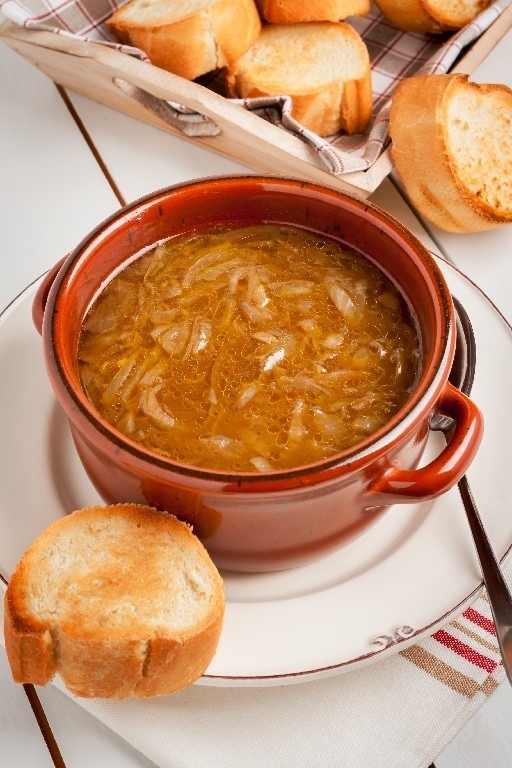 French onion soup a healthy reduced fat version with plain toasted croutons